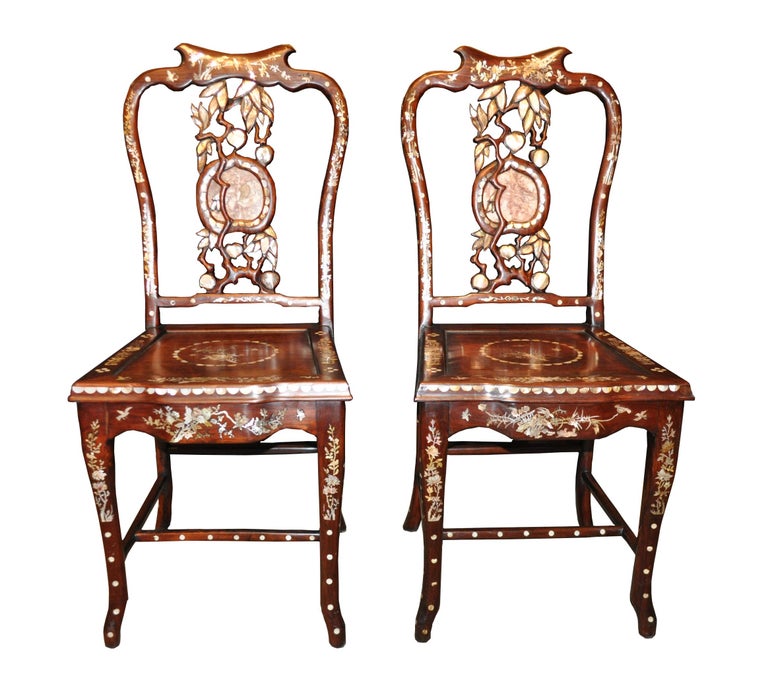 Pair of Antique Vietnamese Rosewood Chairs For Sale at 1stDibs
