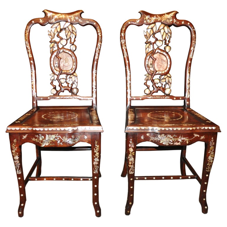 Pair of Antique Vietnamese Rosewood Chairs For Sale at 1stDibs