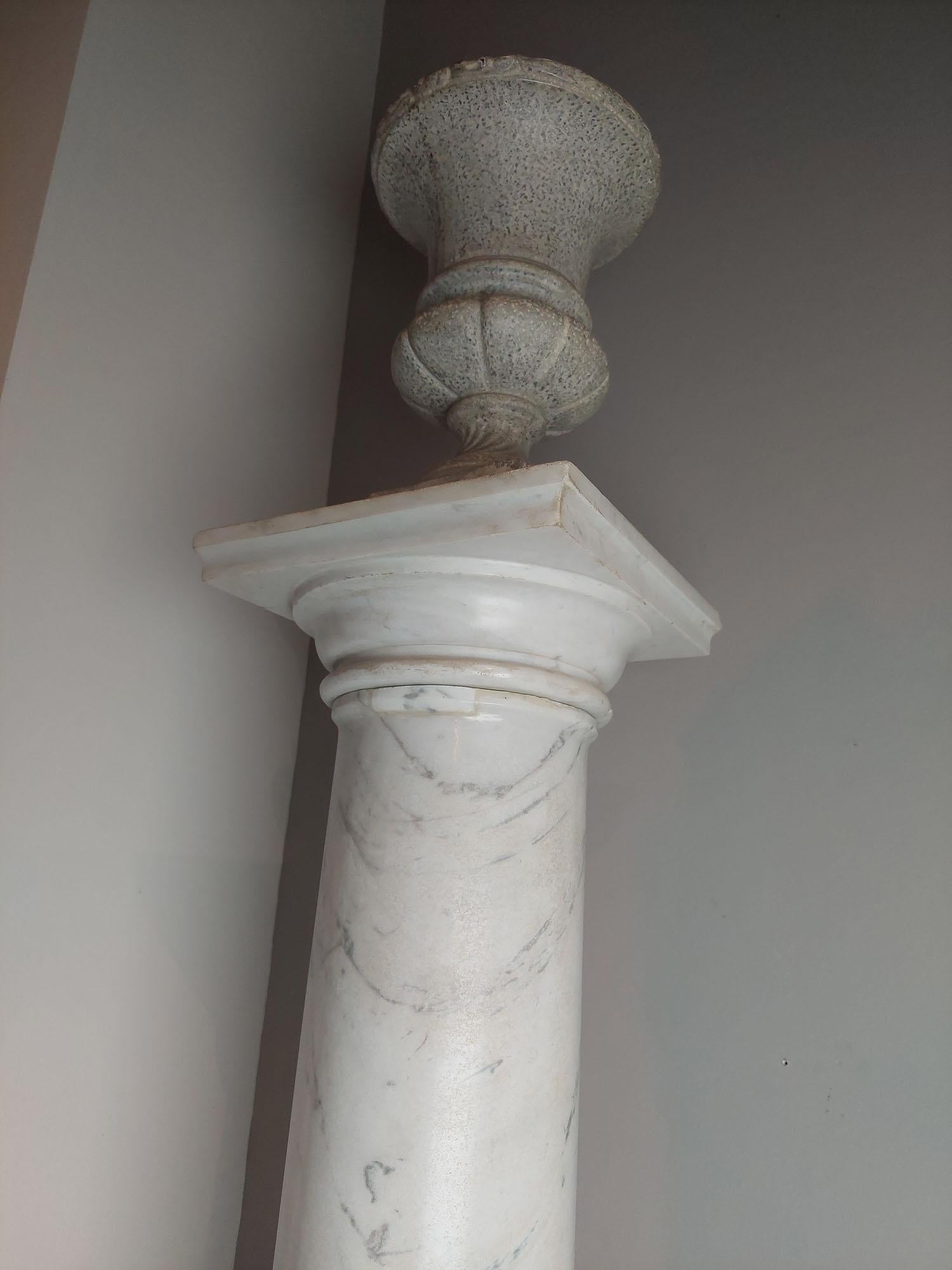 A pair of Antique White Marble Columns or Pedestals For Sale 5