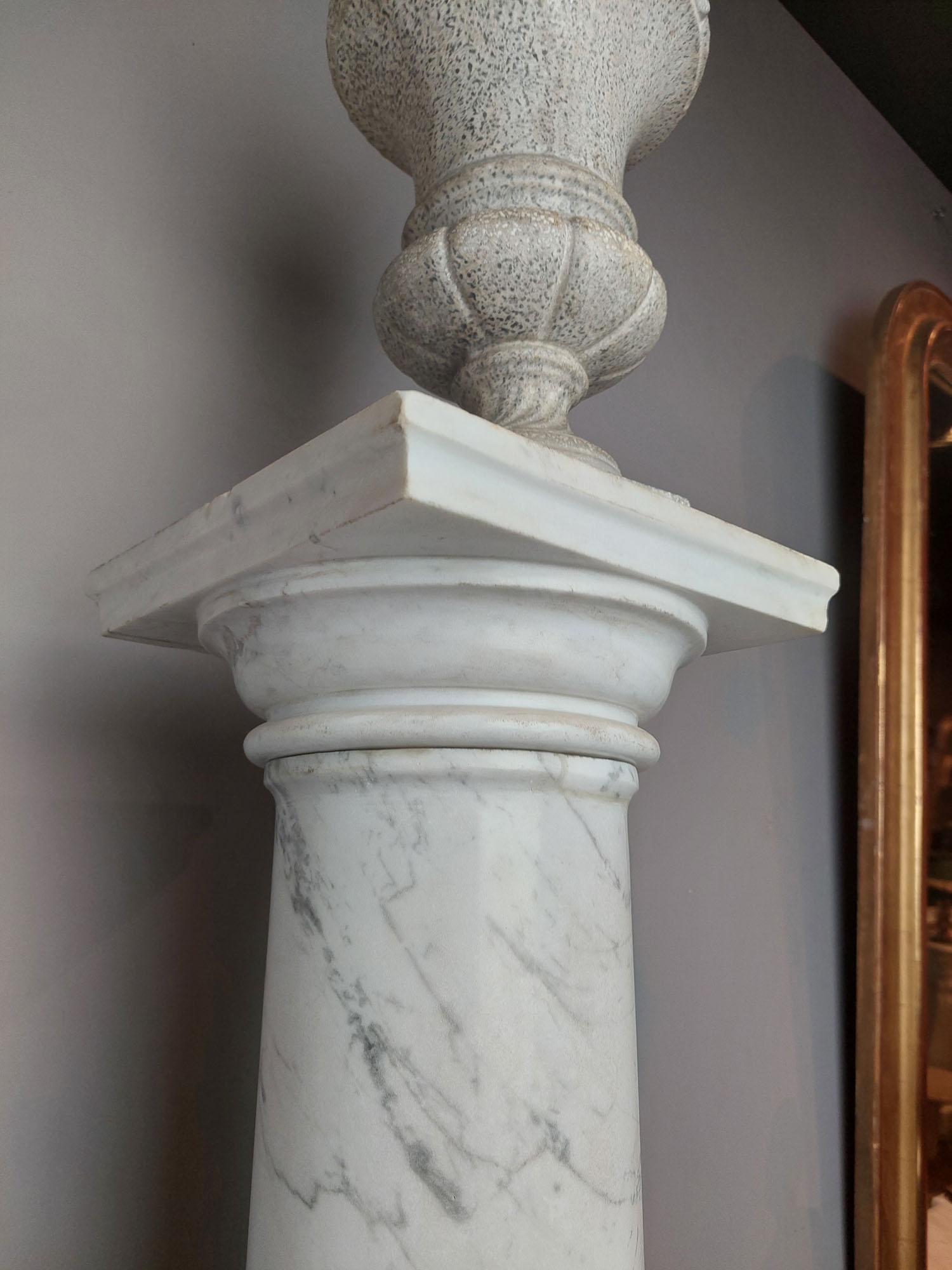 A pair of Antique White Marble Columns or Pedestals For Sale 9