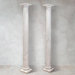 A pair of Antique White Marble Columns or Pedestals