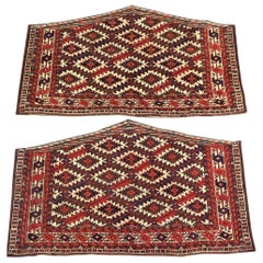 A Pair Of Antique Yomut Turkmen Asmalyk, Tribal Dowry Weavings, 19th Century