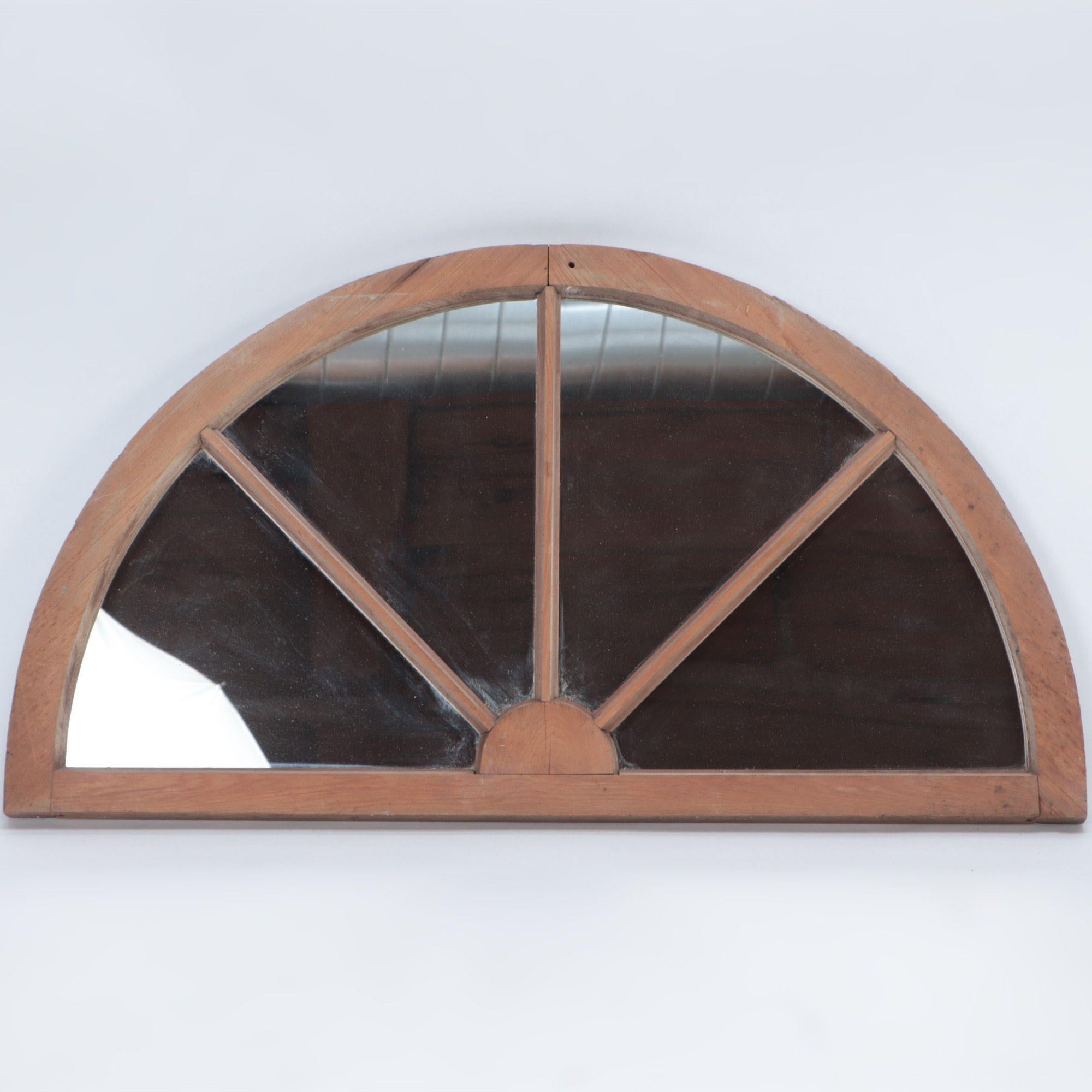 Pair of Arched Transome Windows with Later Mirrors, C 1900 In Good Condition For Sale In Philadelphia, PA