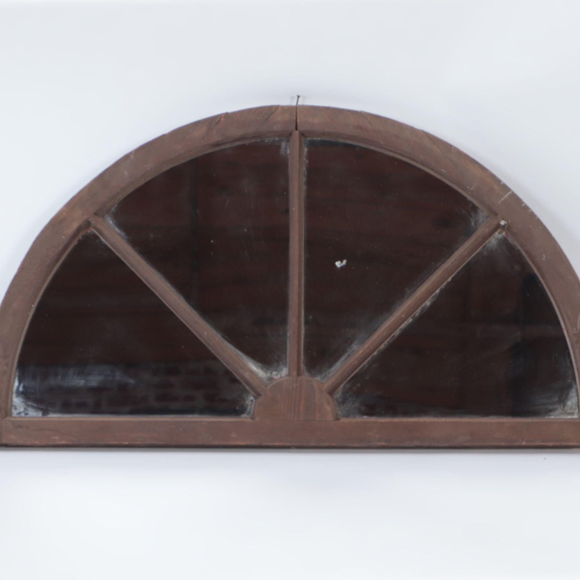 Early 20th Century A pair of arched transome windows with later mirrors C 1900 For Sale