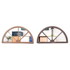 Antique Pair of Arched Transome Windows with Later Mirrors, C 1900