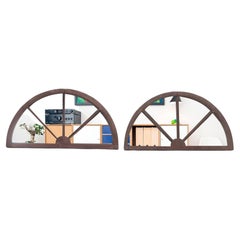 Antique A pair of arched transome windows with later mirrors C 1900