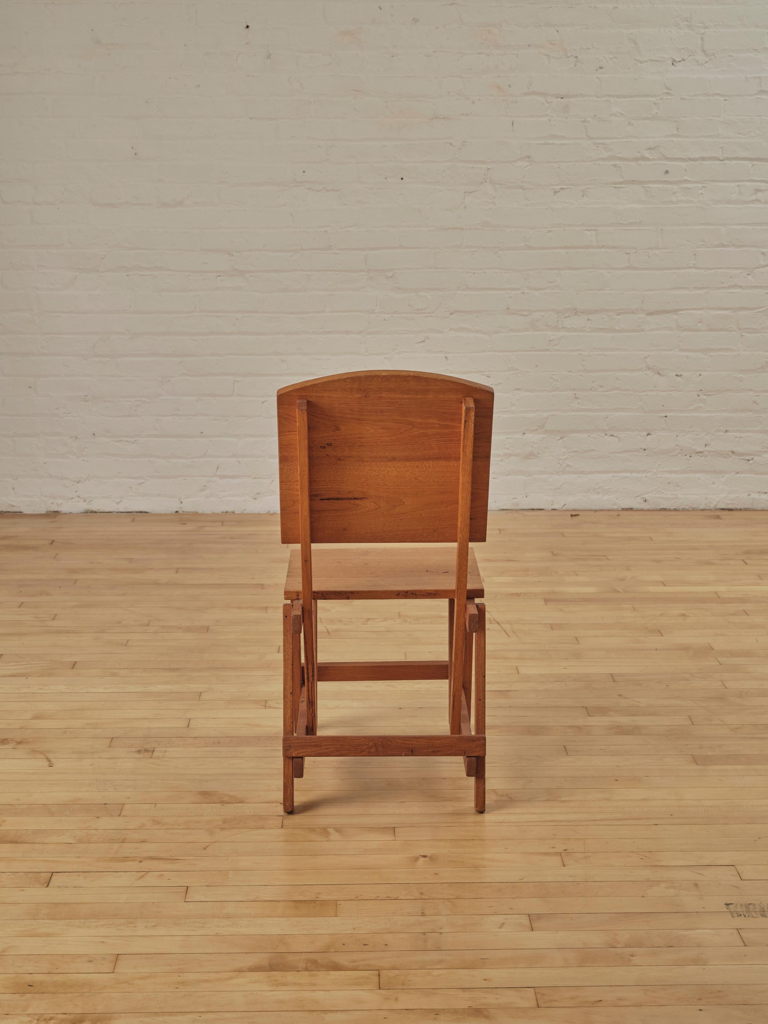 20th Century A Pair of Architectural Constructivist Oak Accent Chairs For Sale