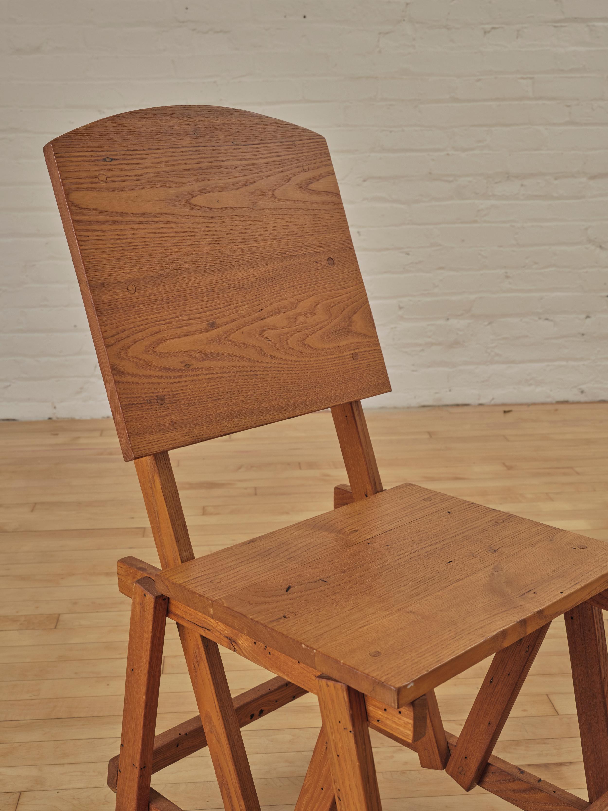 A Pair of Architectural Constructivist Oak Accent Chairs For Sale 1