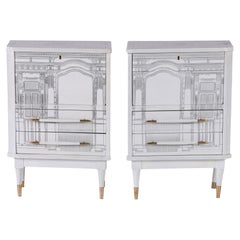 Pair of Architectural Small Cabinets in the Manner of Fornasetti, circa 1960