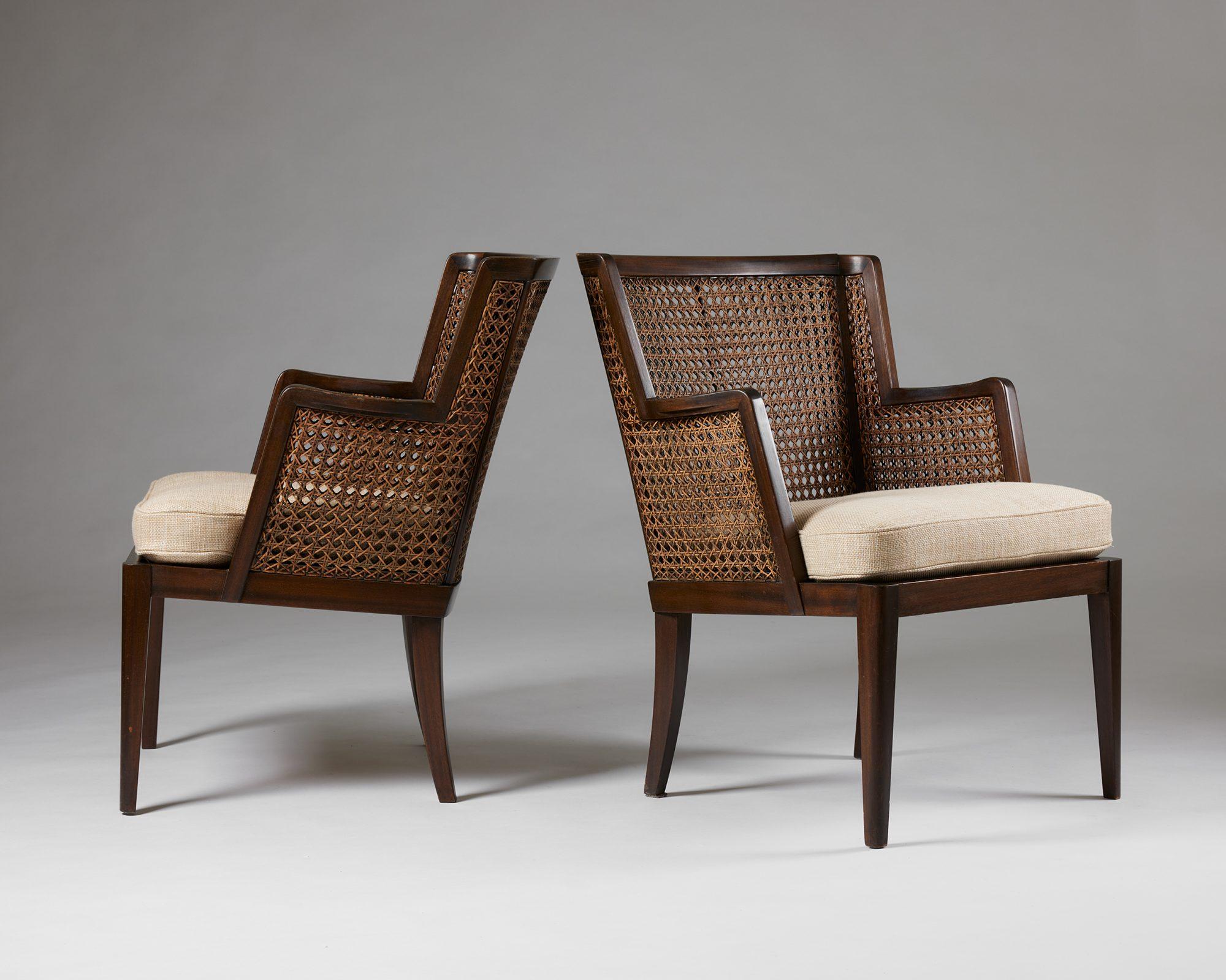 A pair of armchairs and sofa, anoynmous for Paul Boman, Finland, 1930s, rattan For Sale 5