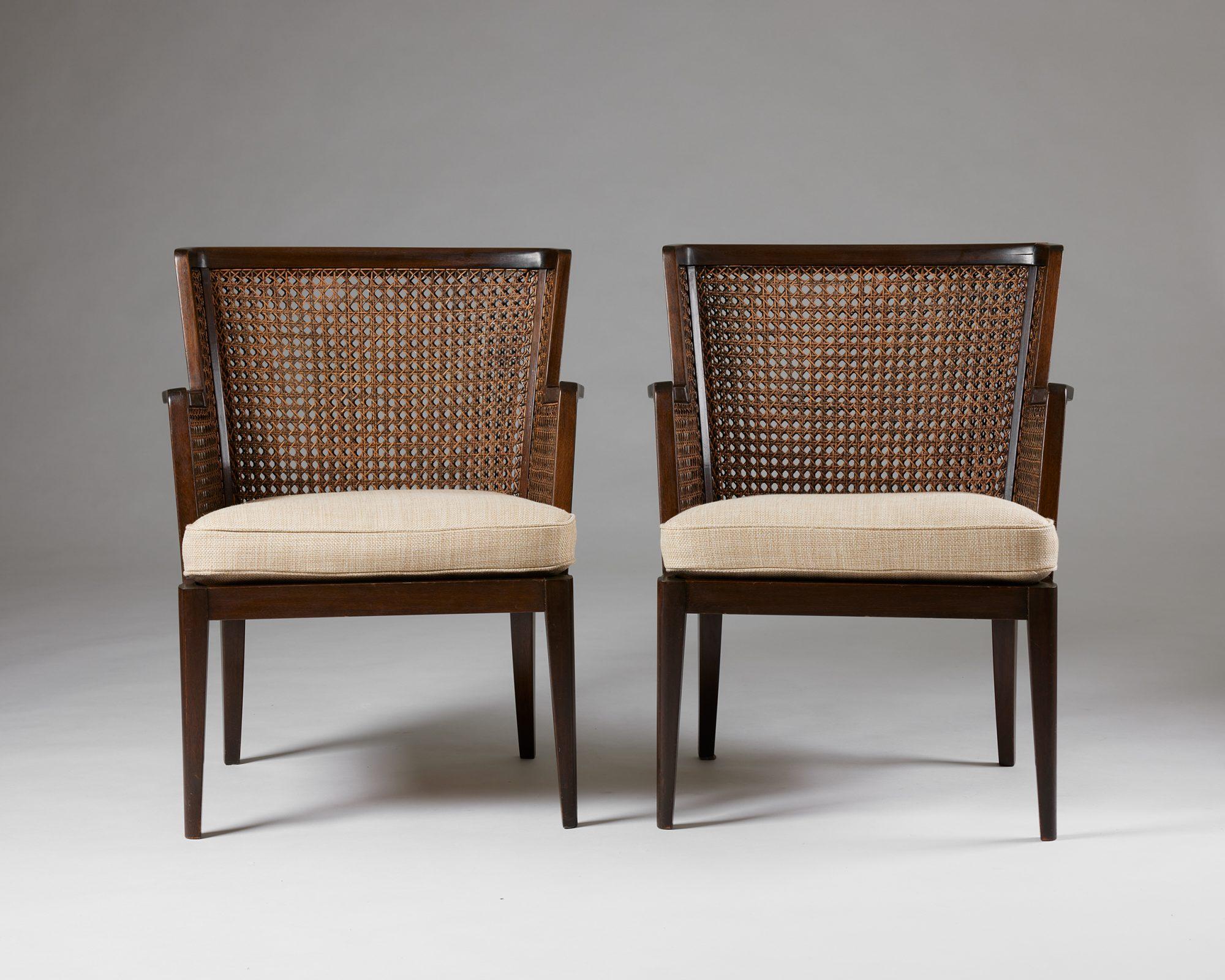 A pair of armchairs and sofa, anoynmous for Paul Boman, Finland, 1930s, rattan For Sale 8