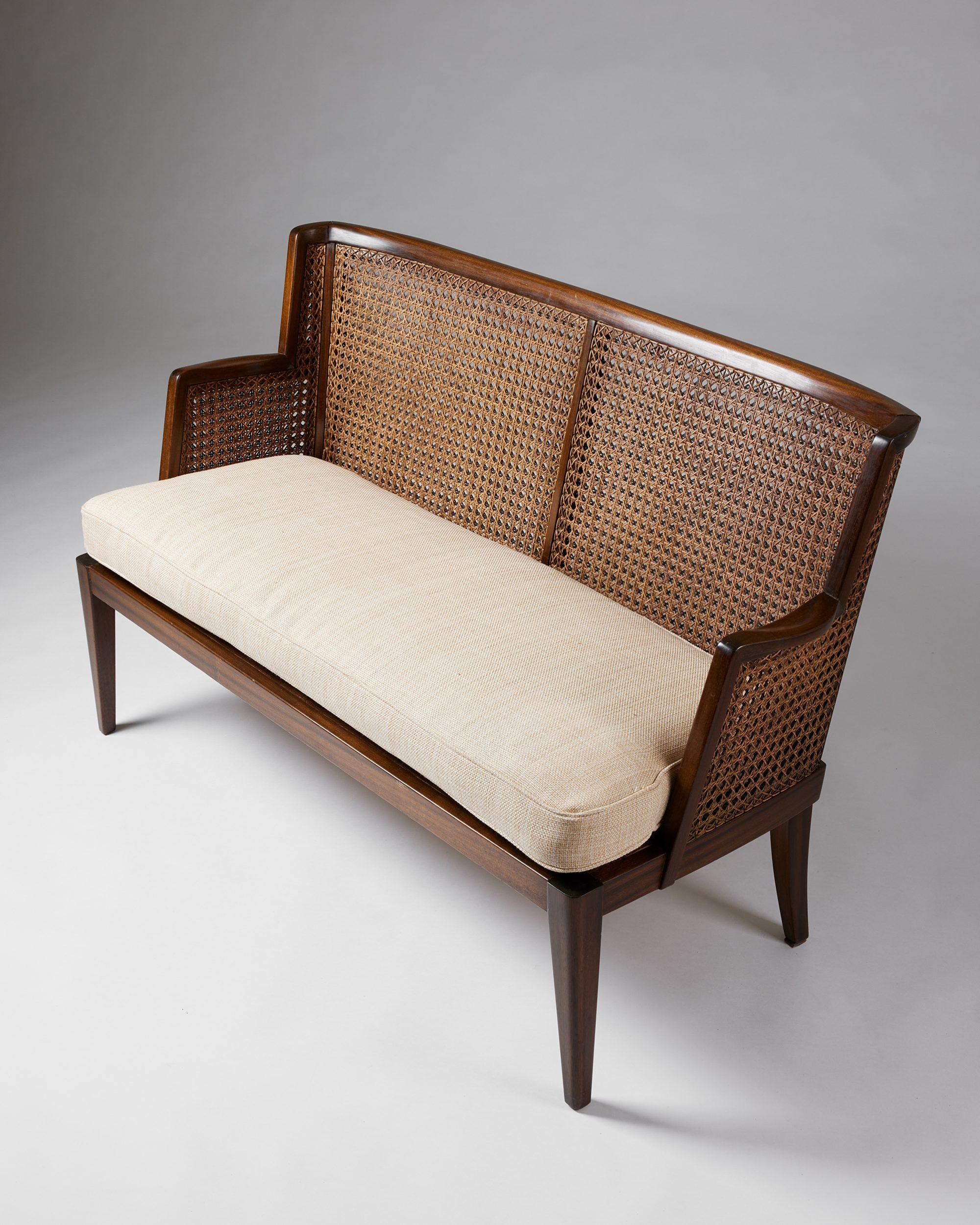 Finnish A pair of armchairs and sofa, anoynmous for Paul Boman, Finland, 1930s, rattan For Sale
