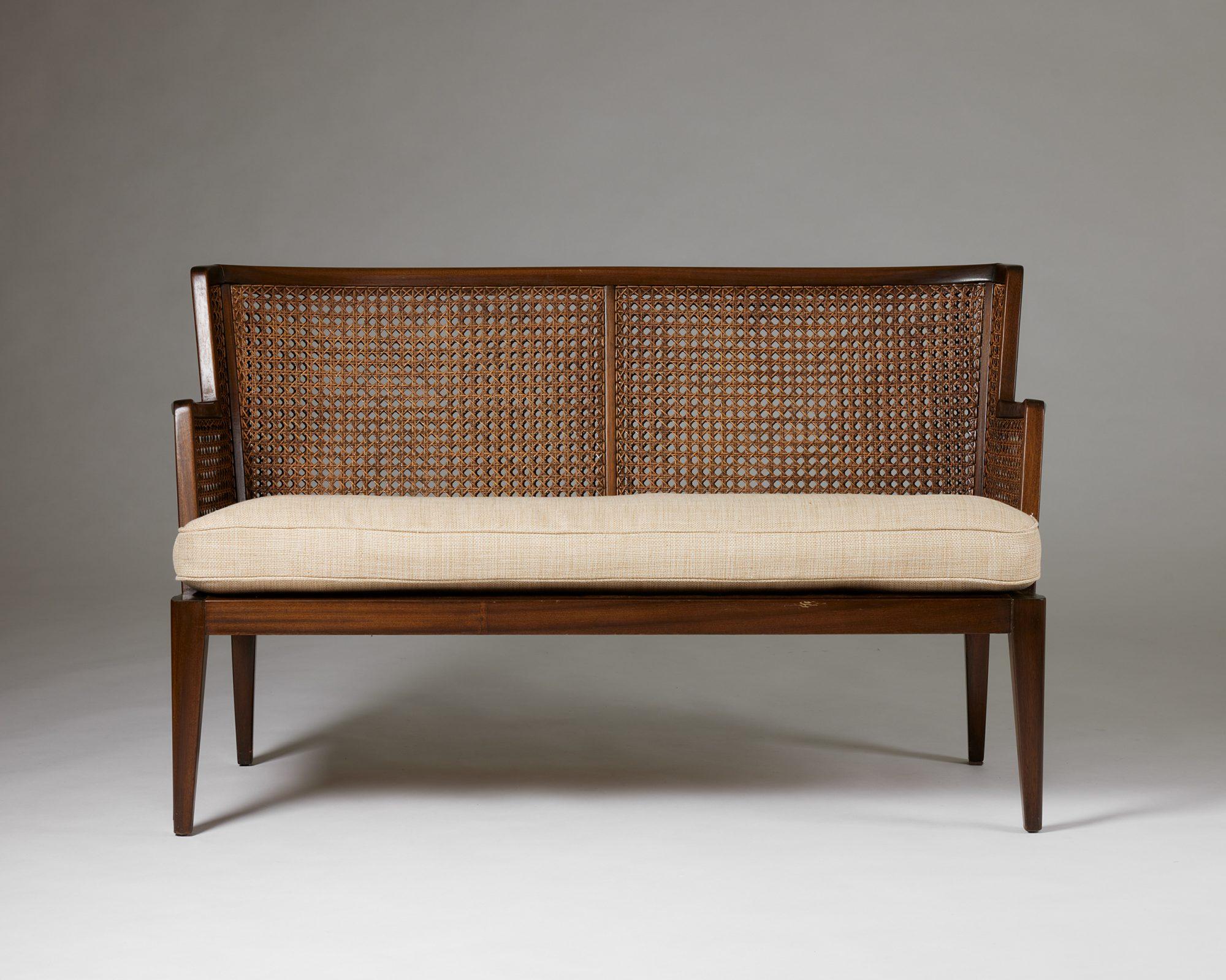 A pair of armchairs and sofa, anoynmous for Paul Boman, Finland, 1930s, rattan In Good Condition For Sale In Stockholm, SE