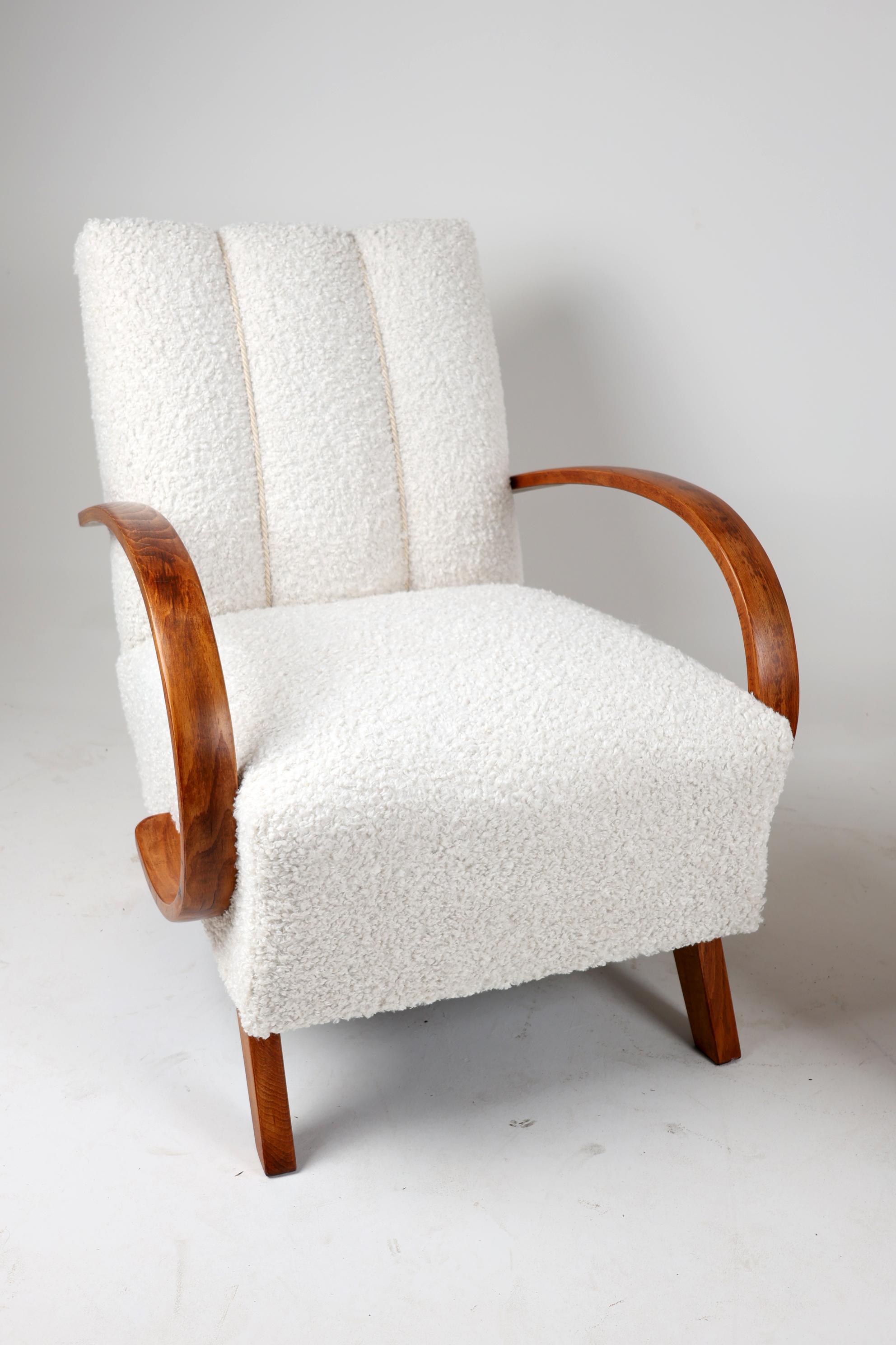 A pair of Armchairs H-410 by Jindrich Halabala from the 1950s For Sale 5