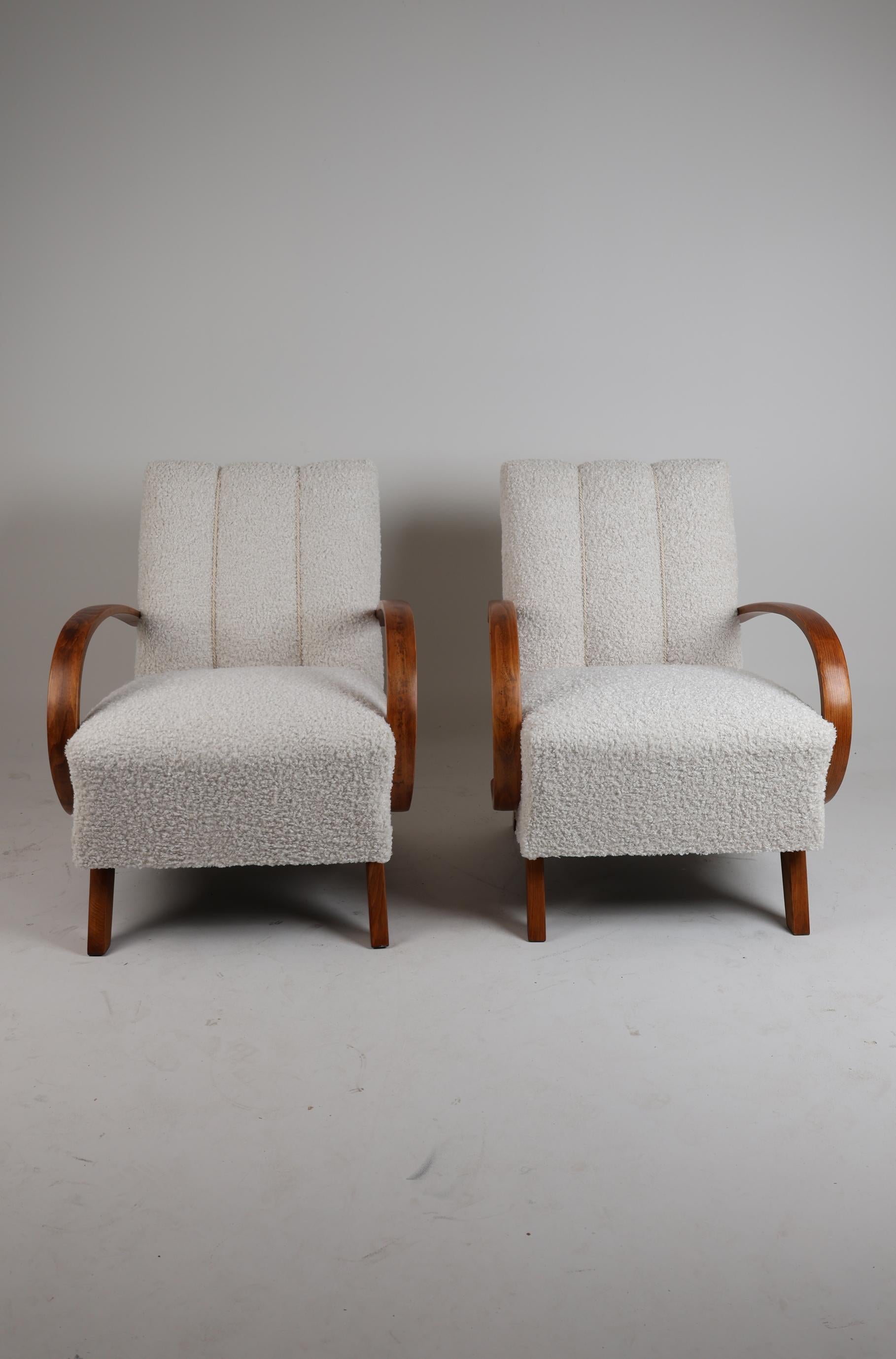 Art Deco A pair of Armchairs H-410 by Jindrich Halabala from the 1950s For Sale