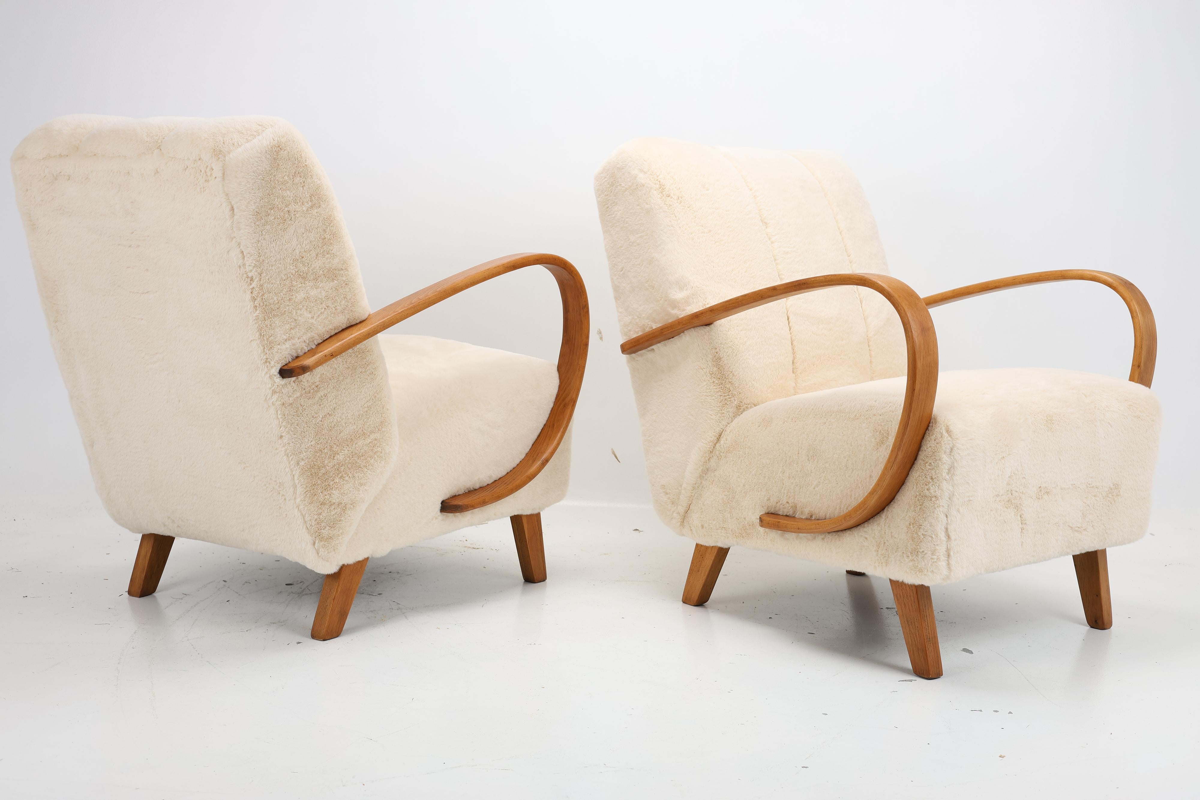 Art Deco A pair of Armchairs H-410 by Jindrich Halabala from the 1950s For Sale