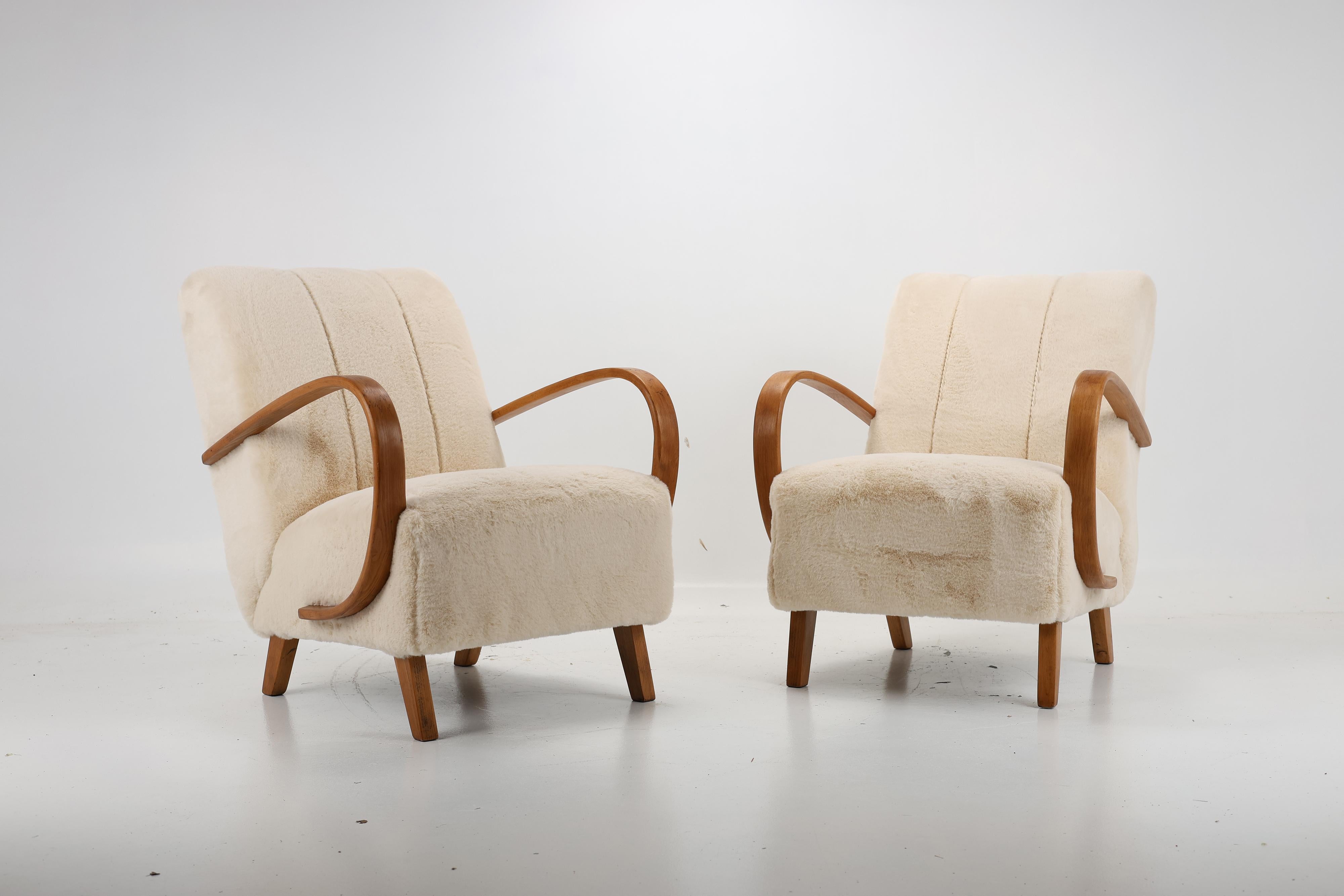 Mid-20th Century A pair of Armchairs H-410 by Jindrich Halabala from the 1950s For Sale