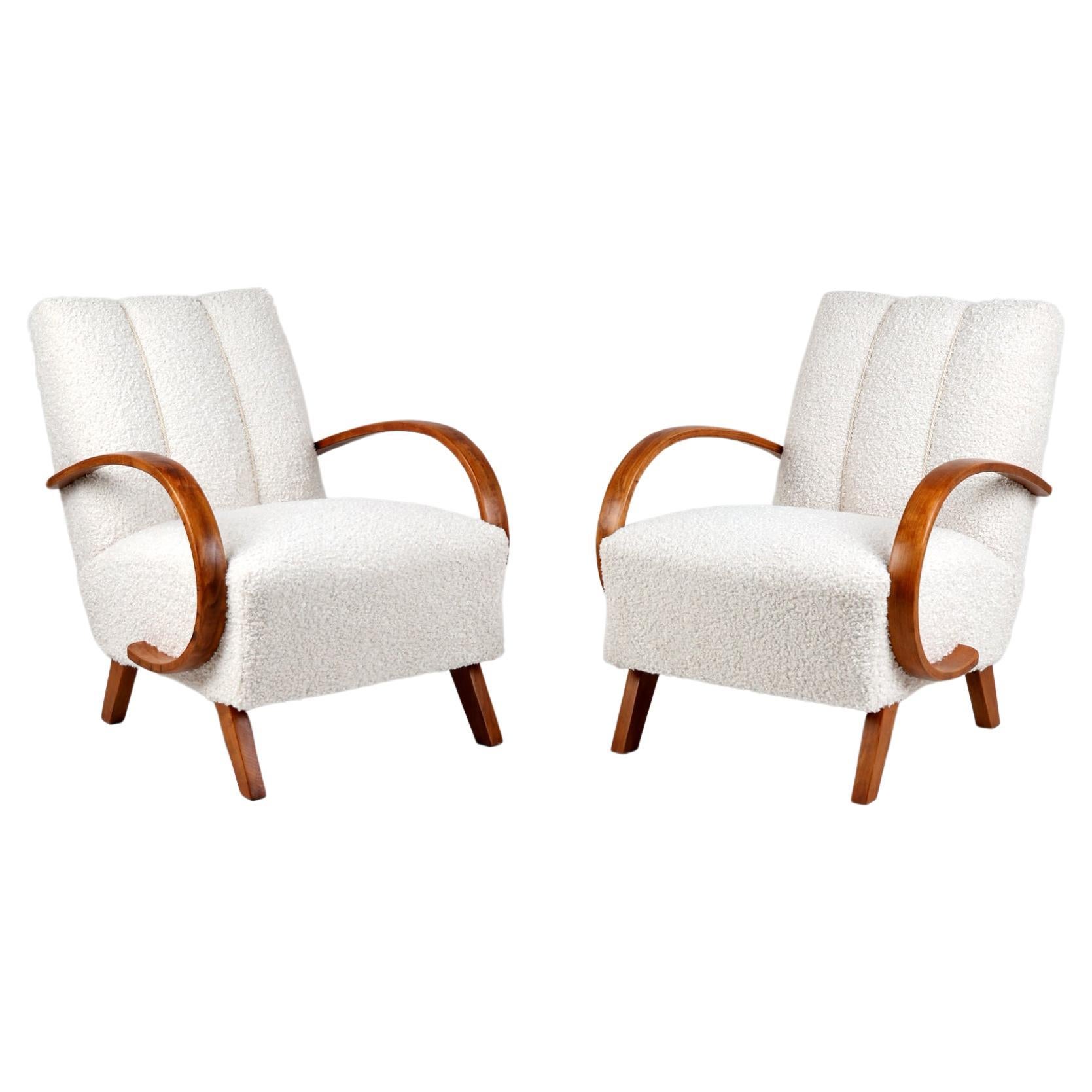 A pair of Armchairs H-410 by Jindrich Halabala from the 1950s For Sale