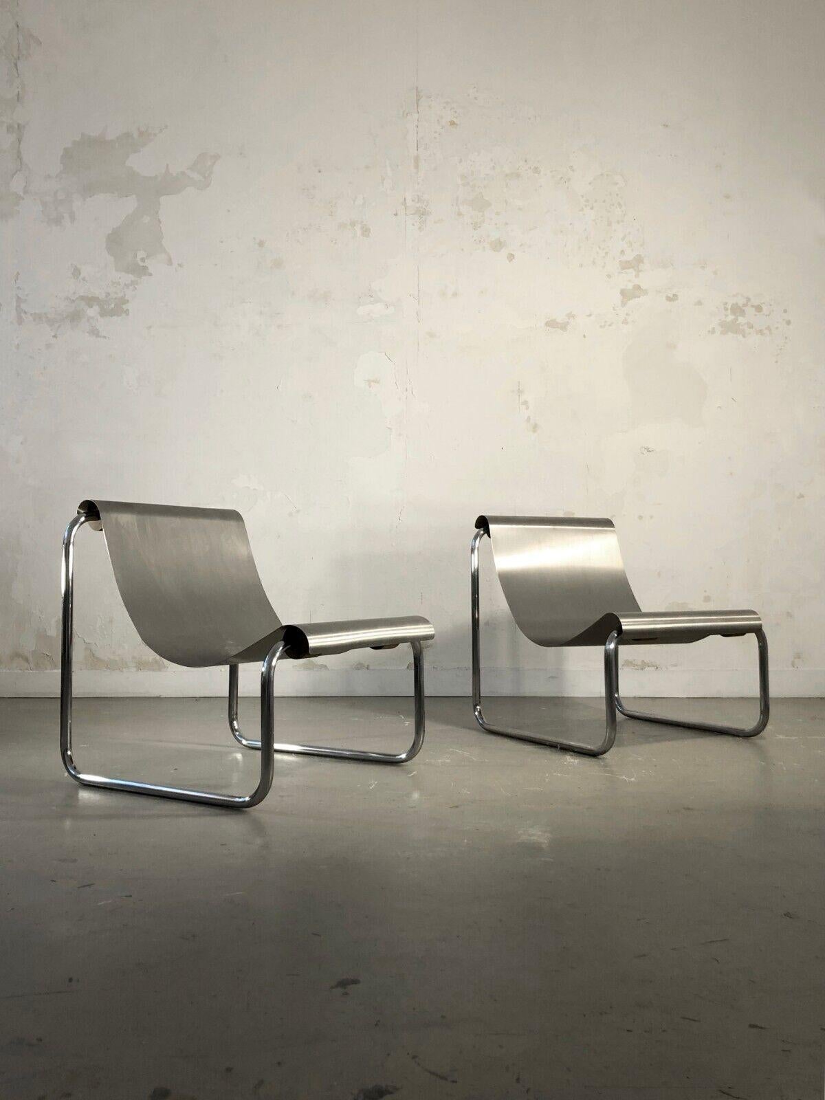 Pair of Armchairs in Stainless Steel by Patrick Gingembre, France, 1970 1