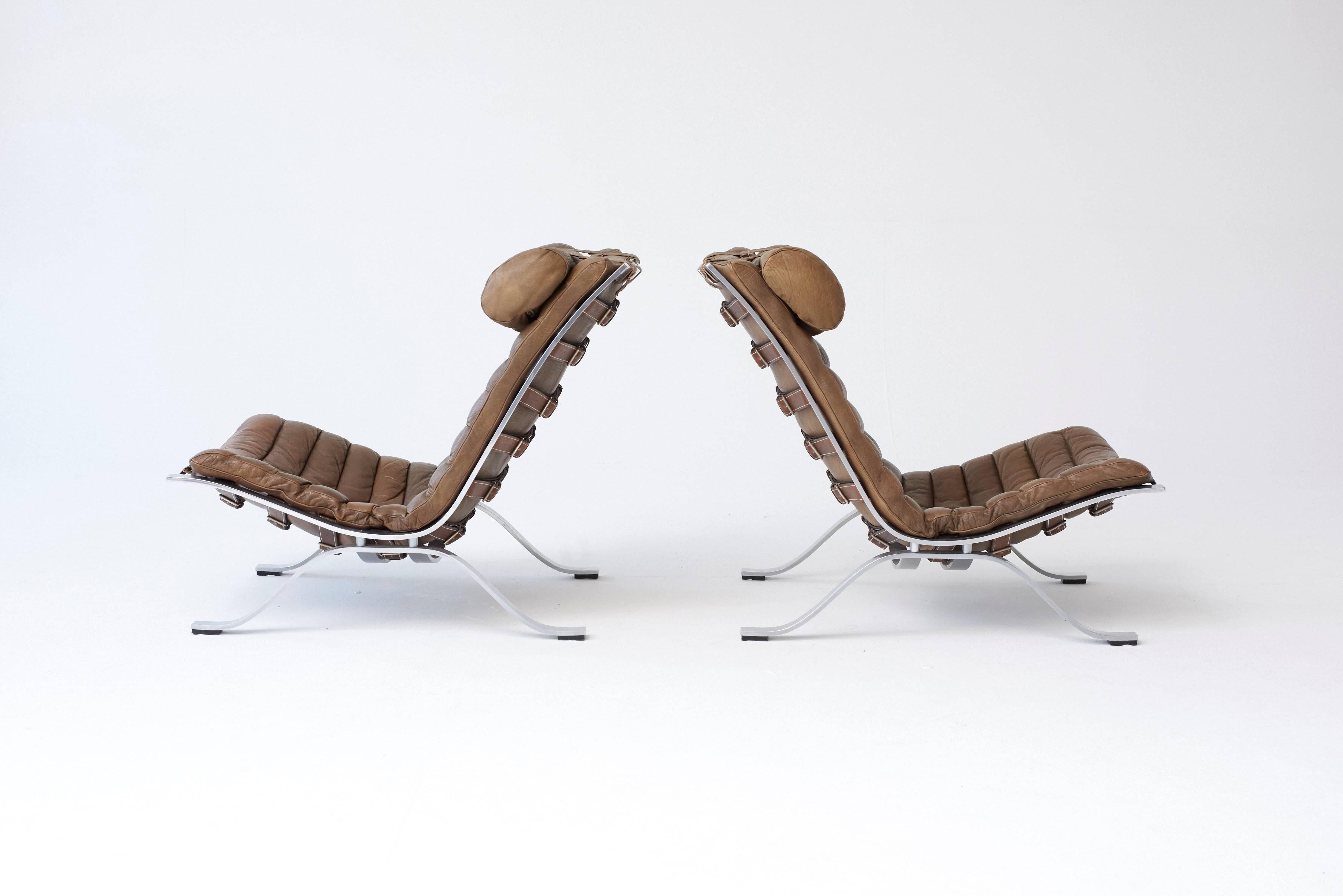 Mid-Century Modern Pair of Arne Norell Ari Chairs, Norell Mobler, Sweden, 1970s