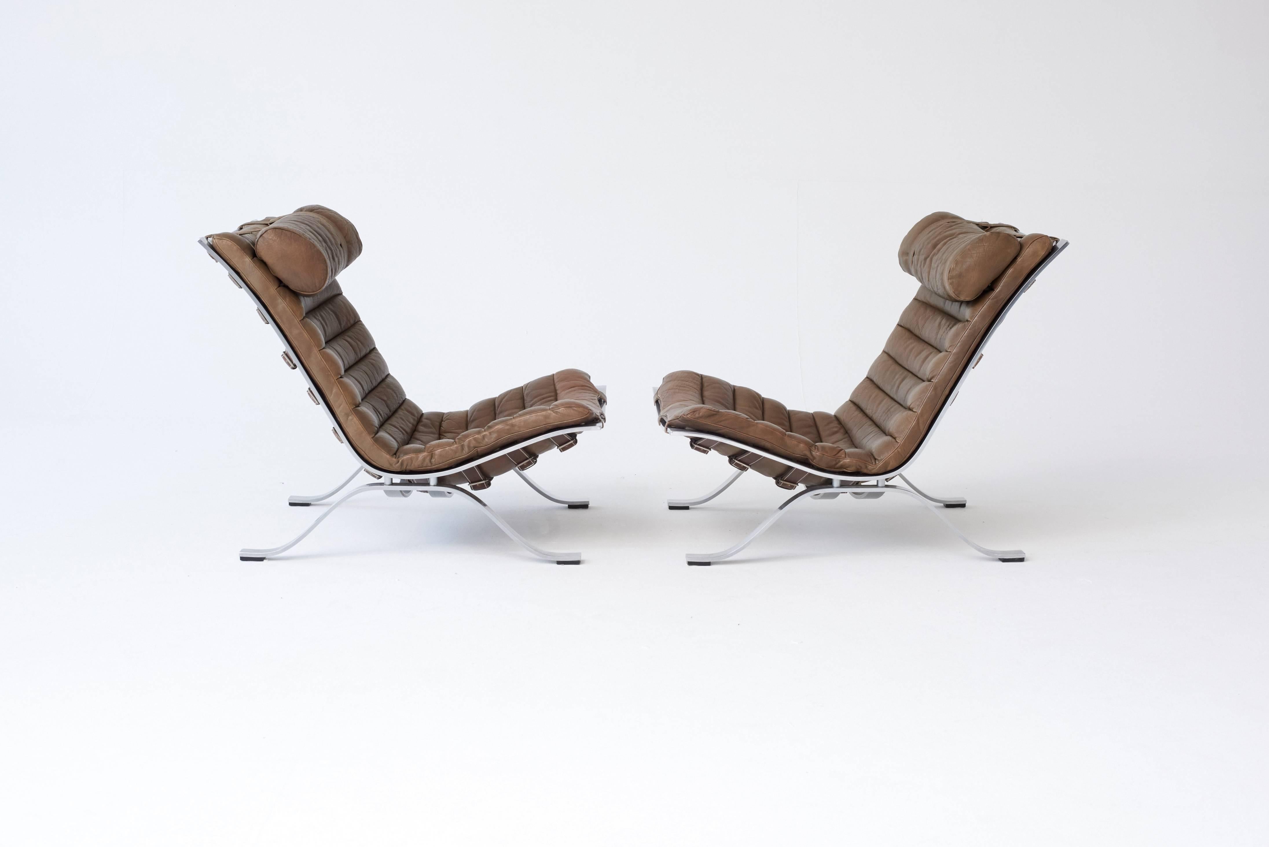 Swedish Pair of Arne Norell Ari Chairs, Norell Mobler, Sweden, 1970s