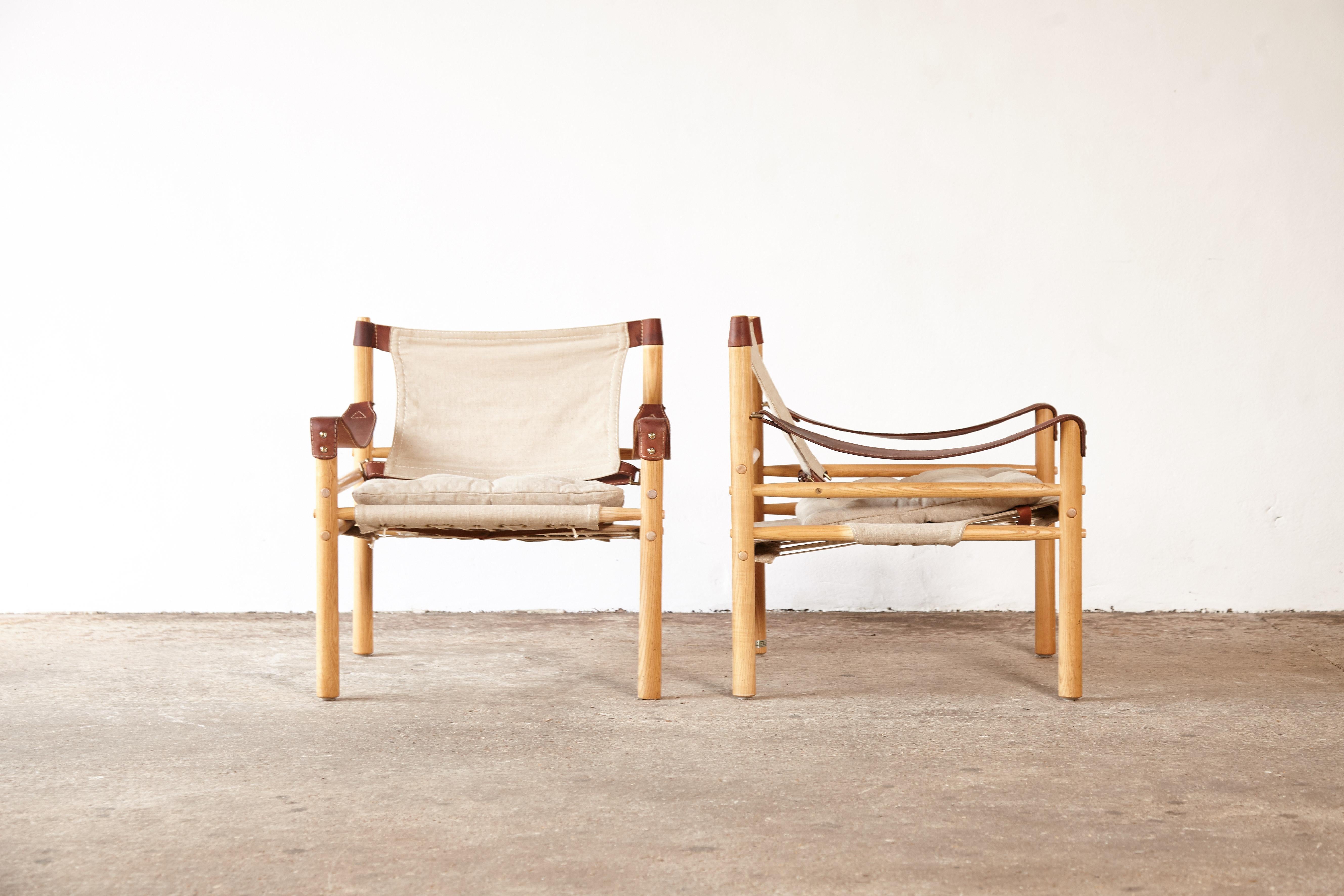 Scandinavian Modern Pair of Arne Norell Safari Sirocco Lounge Chairs, Norell Mobel, Sweden, 1970s