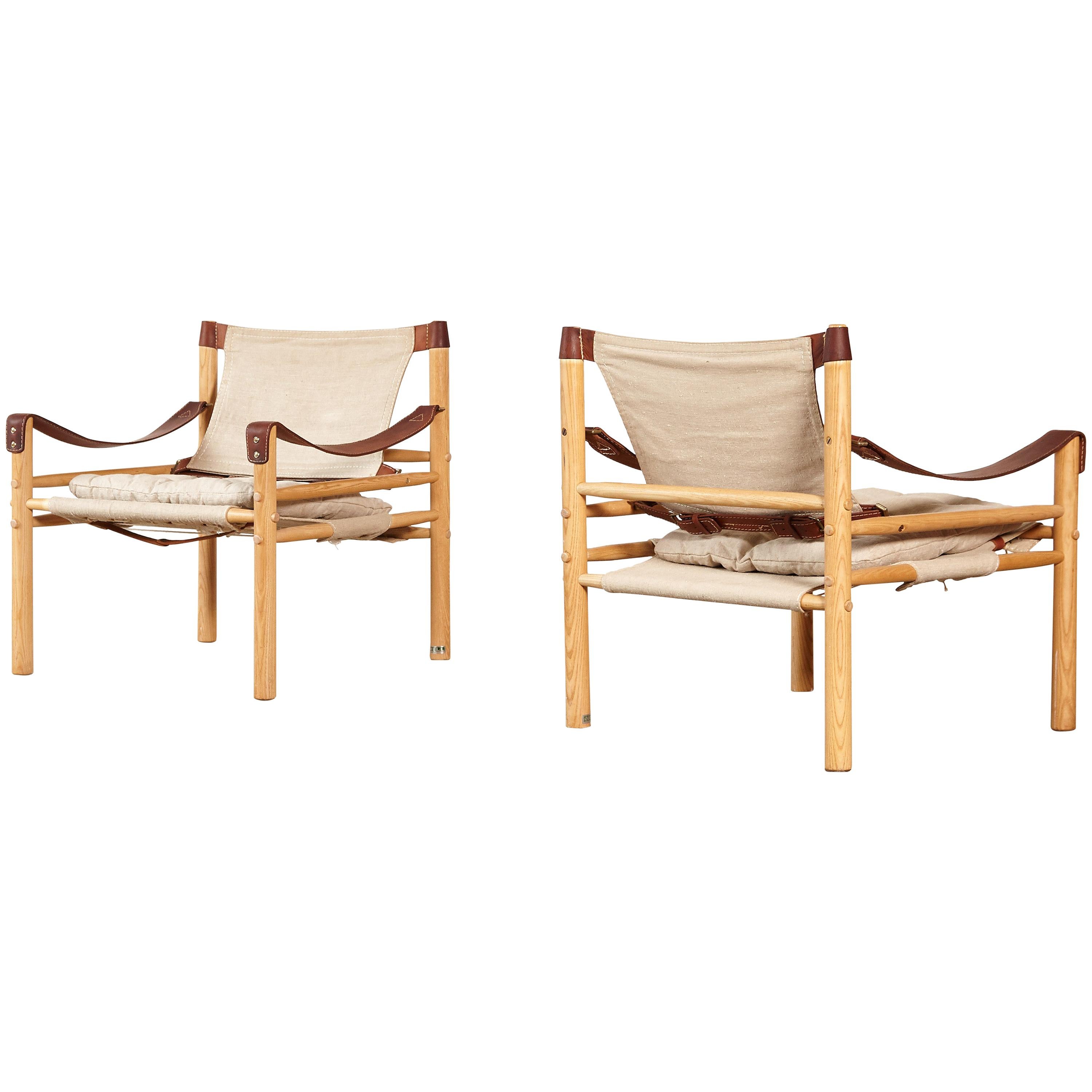 Pair of Arne Norell Safari Sirocco Lounge Chairs, Norell Mobel, Sweden, 1970s