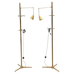 A Pair Of Arredoluce Attributed Brass Easel Lamps Polished Brass