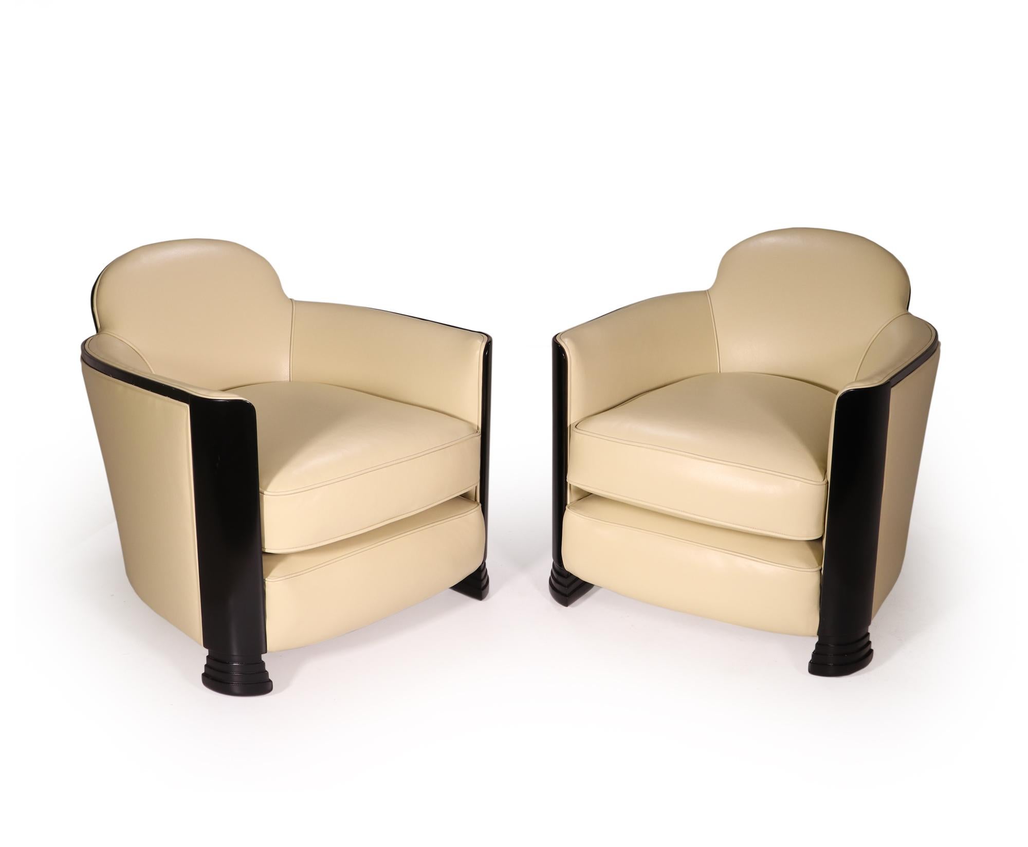 French Pair of Art Deco Arm Chairs, c1930
