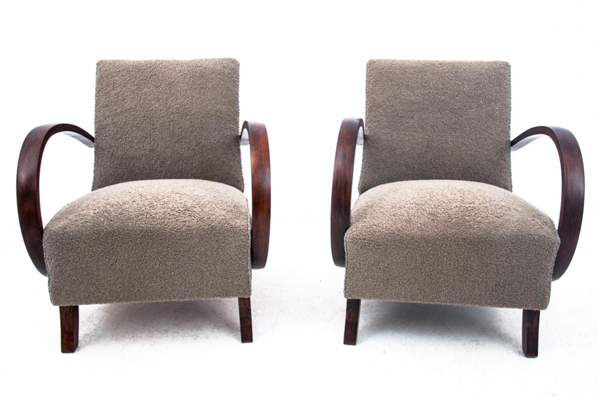 Pair of Art Deco Armchairs by J. Halabala from the 1930s, Czechoslovakia In Good Condition For Sale In Chorzów, PL