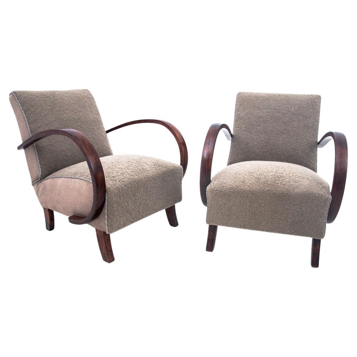 Pair of Art Deco Armchairs by J. Halabala from the 1930s, Czechoslovakia For Sale