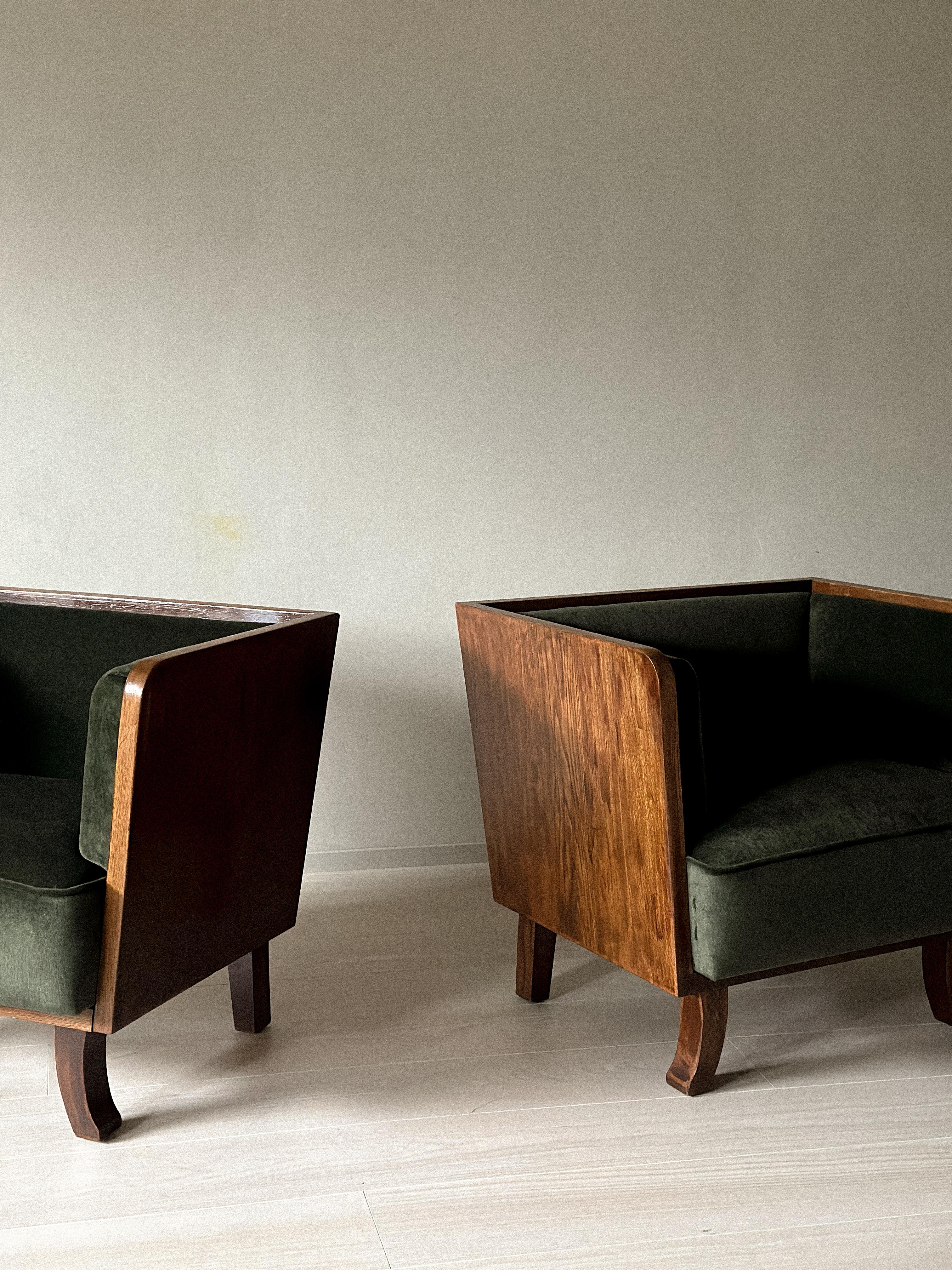 Paire de fauteuils Art Deco en Oak & Greene Greene, Norvège, années 1930 en vente 3