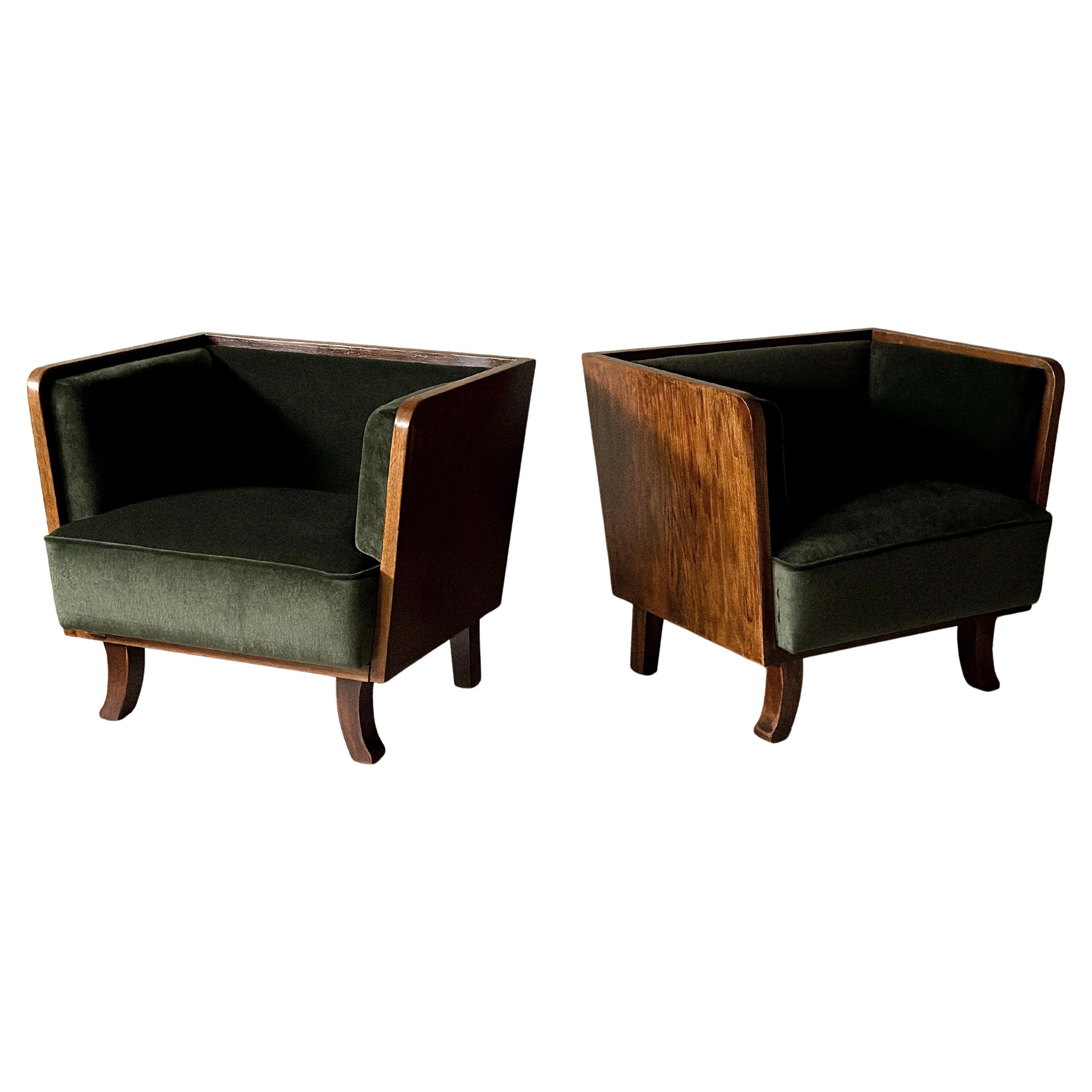 Paire de fauteuils Art Deco en Oak 
Greene Greene, Norvège, années 1930