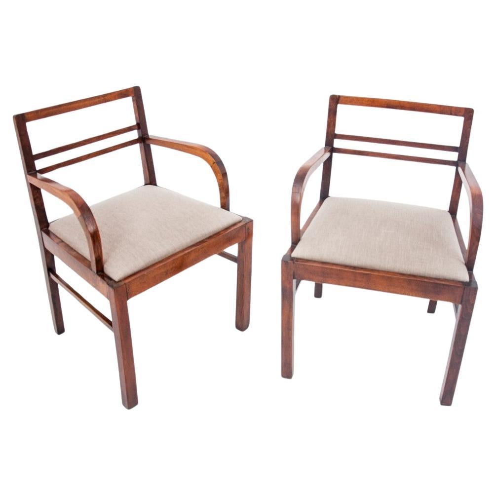 A pair of Art Deco armchairs, Poland, 1930s. For Sale