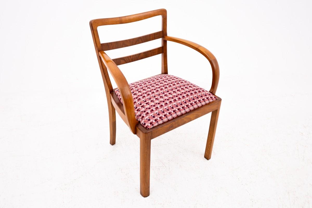 Paire de fauteuils Art déco, Pologne, milieu du 20e siècle. Bon état - En vente à Chorzów, PL