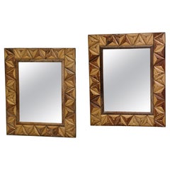 A Pair of Art Deco Bamboo Inlaid Mirrors This is a very unusual pair, the mirro