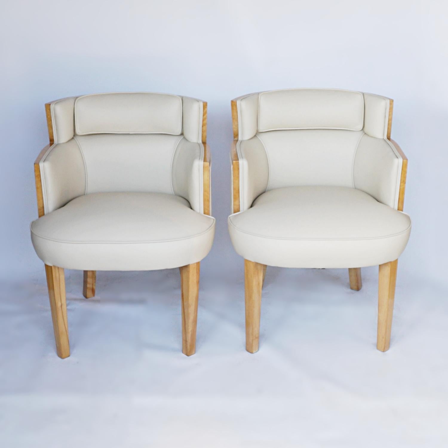 Leather Pair of Art Deco Bankers Chairs English, Circa 1935