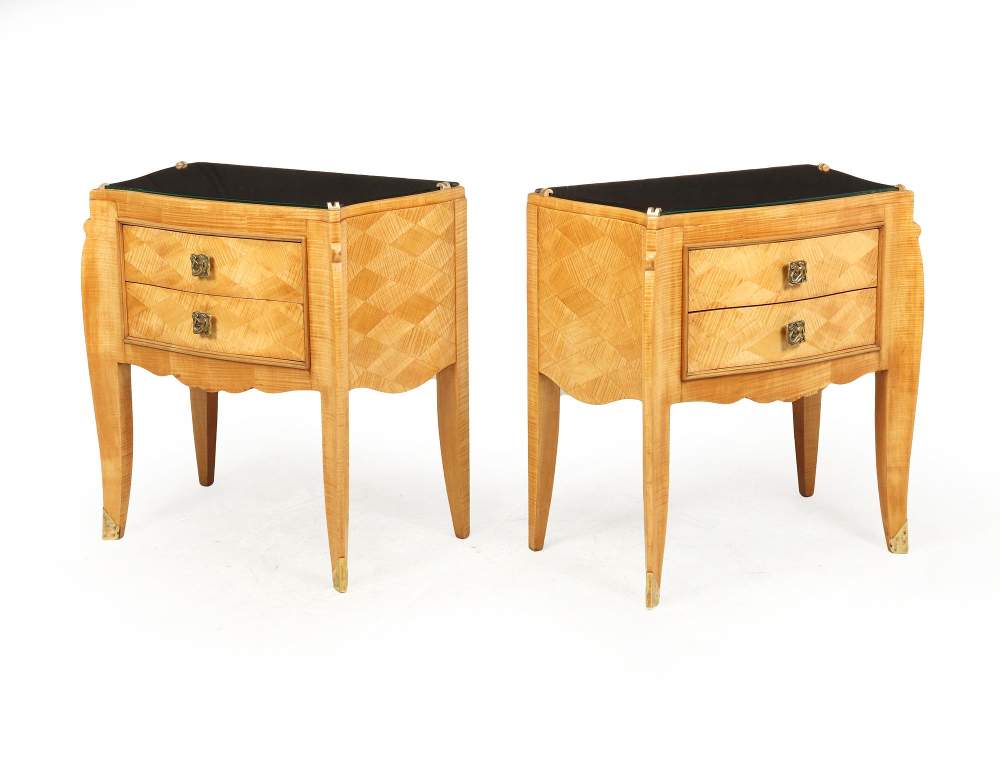 French Pair of Art Deco Bedside Chests by Jules Leleu