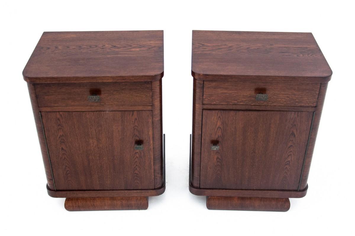 Polish A pair of Art Deco bedside tables, Poland, 1950s. After renovation For Sale
