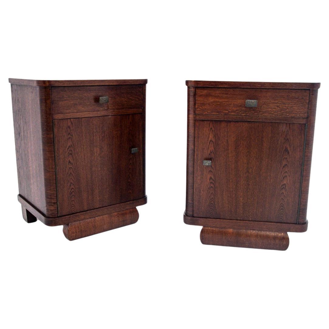 A pair of Art Deco bedside tables, Poland, 1950s. After renovation For Sale