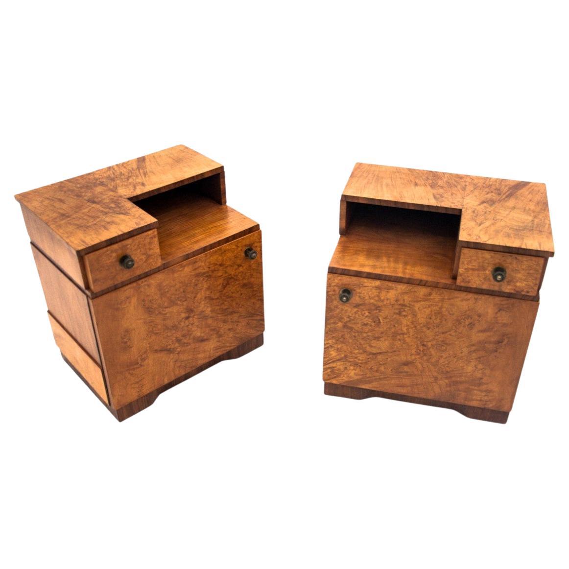 Pair of Art Deco Bedside Tables, Poland, 1950s