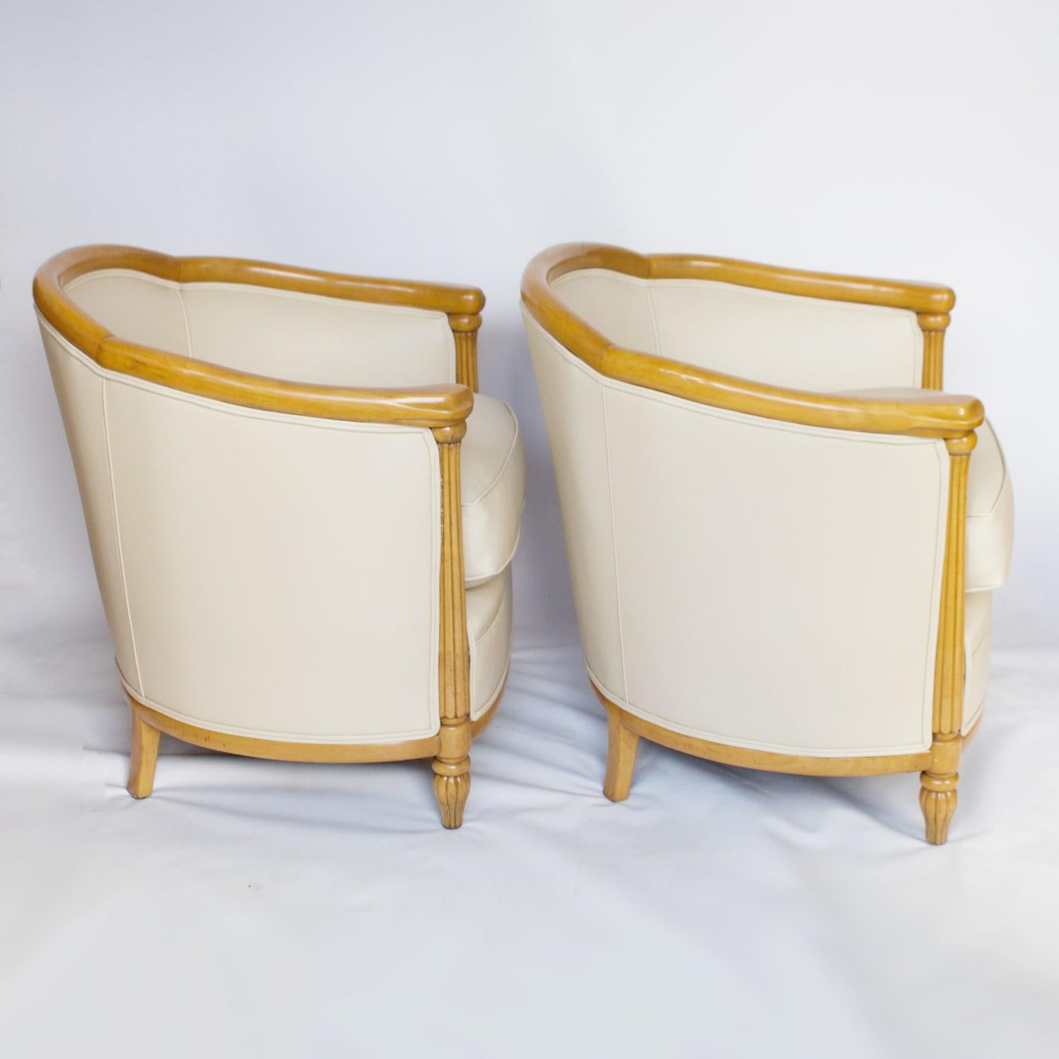 Leather Pair of Art Deco Tub Chairs, English, circa 1930