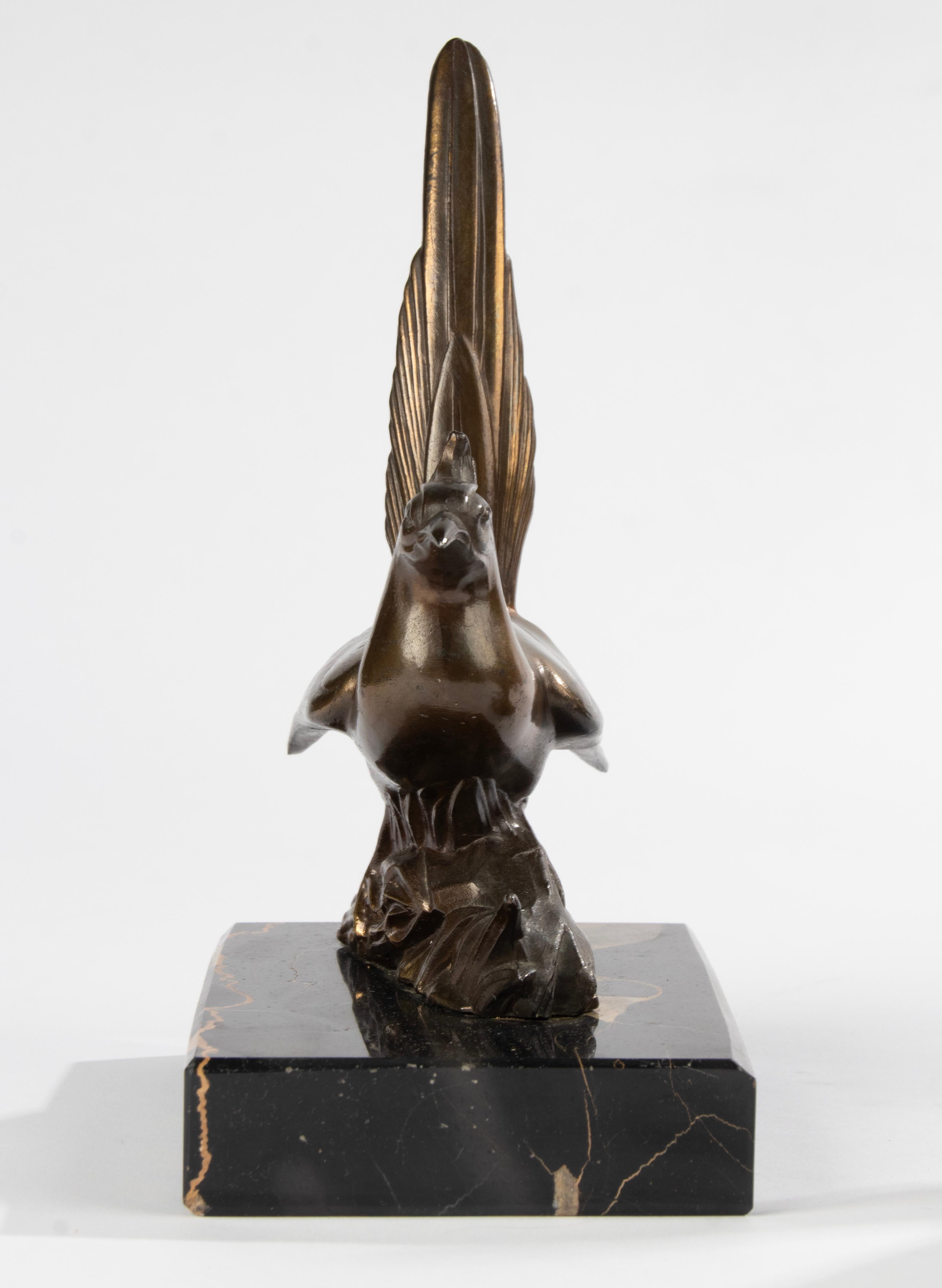 A pair of Art Deco Book Ends - Spelter and Marble - Birds 9