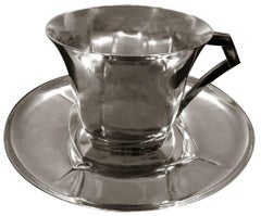 Pareja de tazas y platillos de desayuno Art Decó de Sue &Mare para Gallia-Christofle