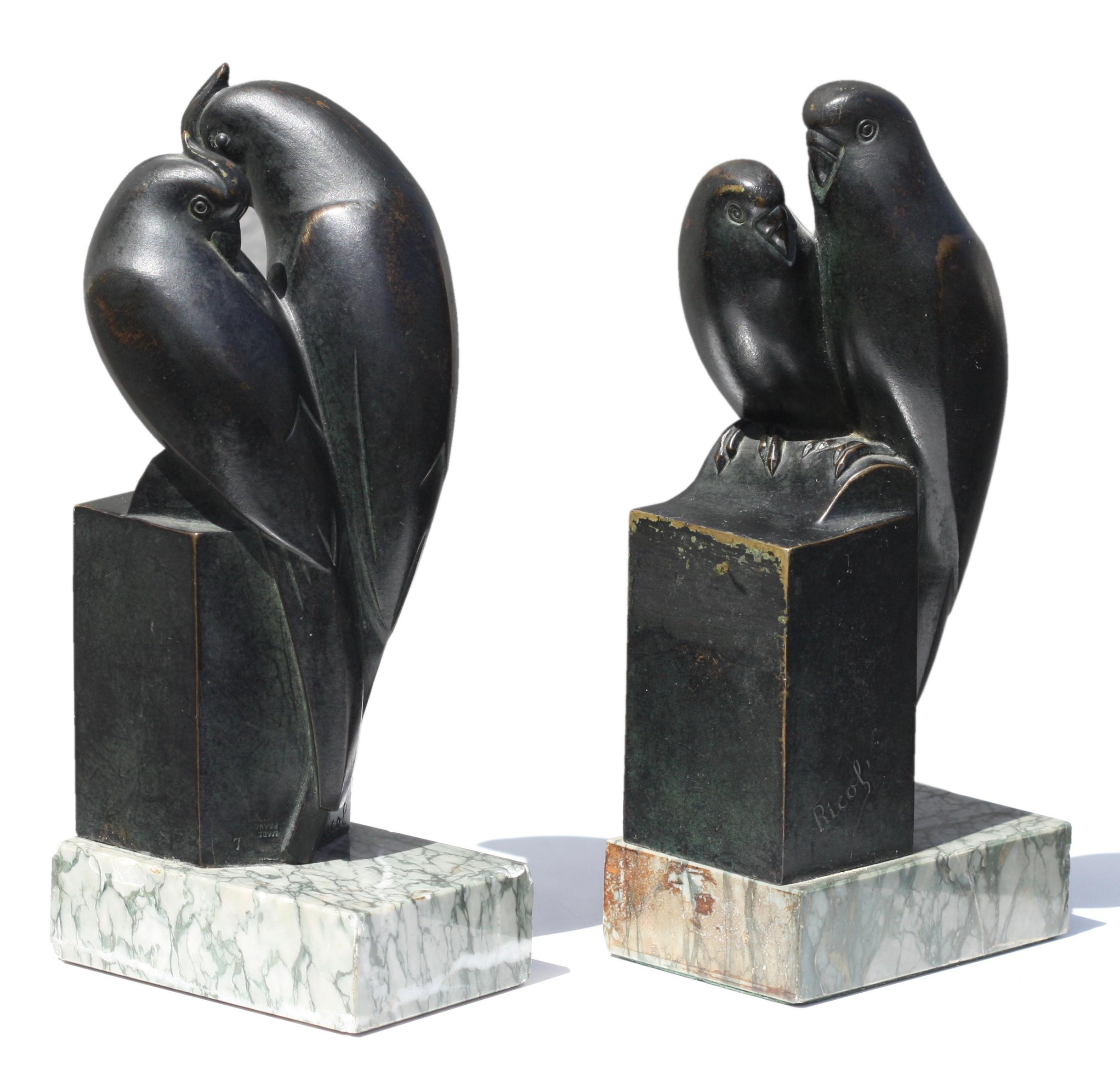 Pair of Art Deco Bronze Bird Bookends France, circa 1930 2