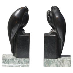 Pair of Art Deco Bronze Bird Bookends France, circa 1930