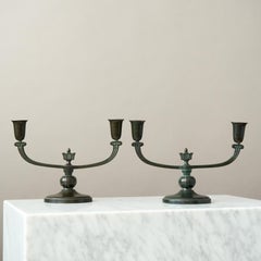 A pair of Art Deco Bronze Candelabras by Nordiska Juvelaktiebolaget Sweden 1930s