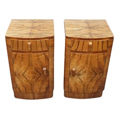 A Pair of Art Deco Burr Walnut Sidetables A Pair of Art Deco Burr Walnut Sidetables