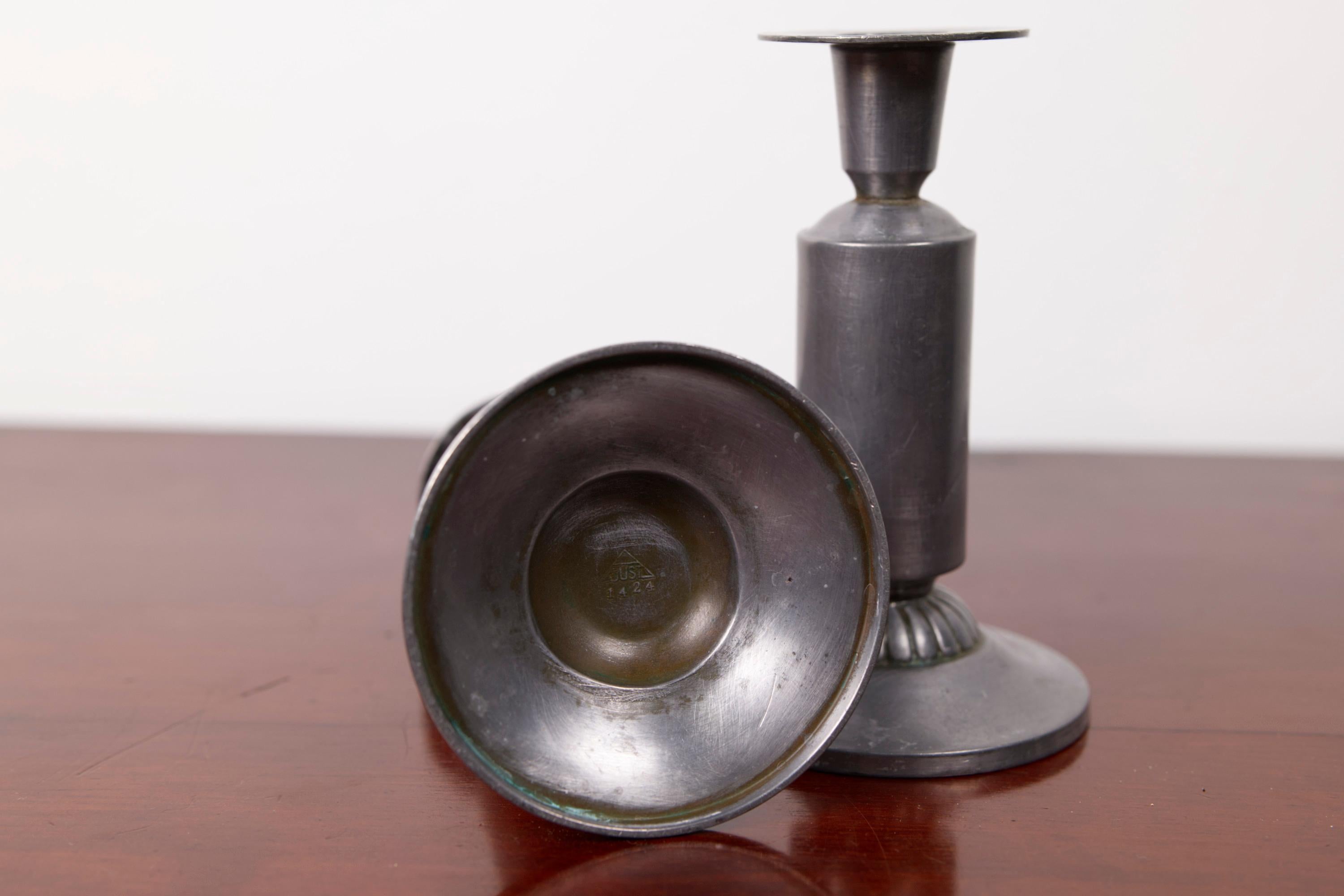 A Pair of Art Deco candle sticks by Just Andersen, model 1424, Denmark, 1930s For Sale 2