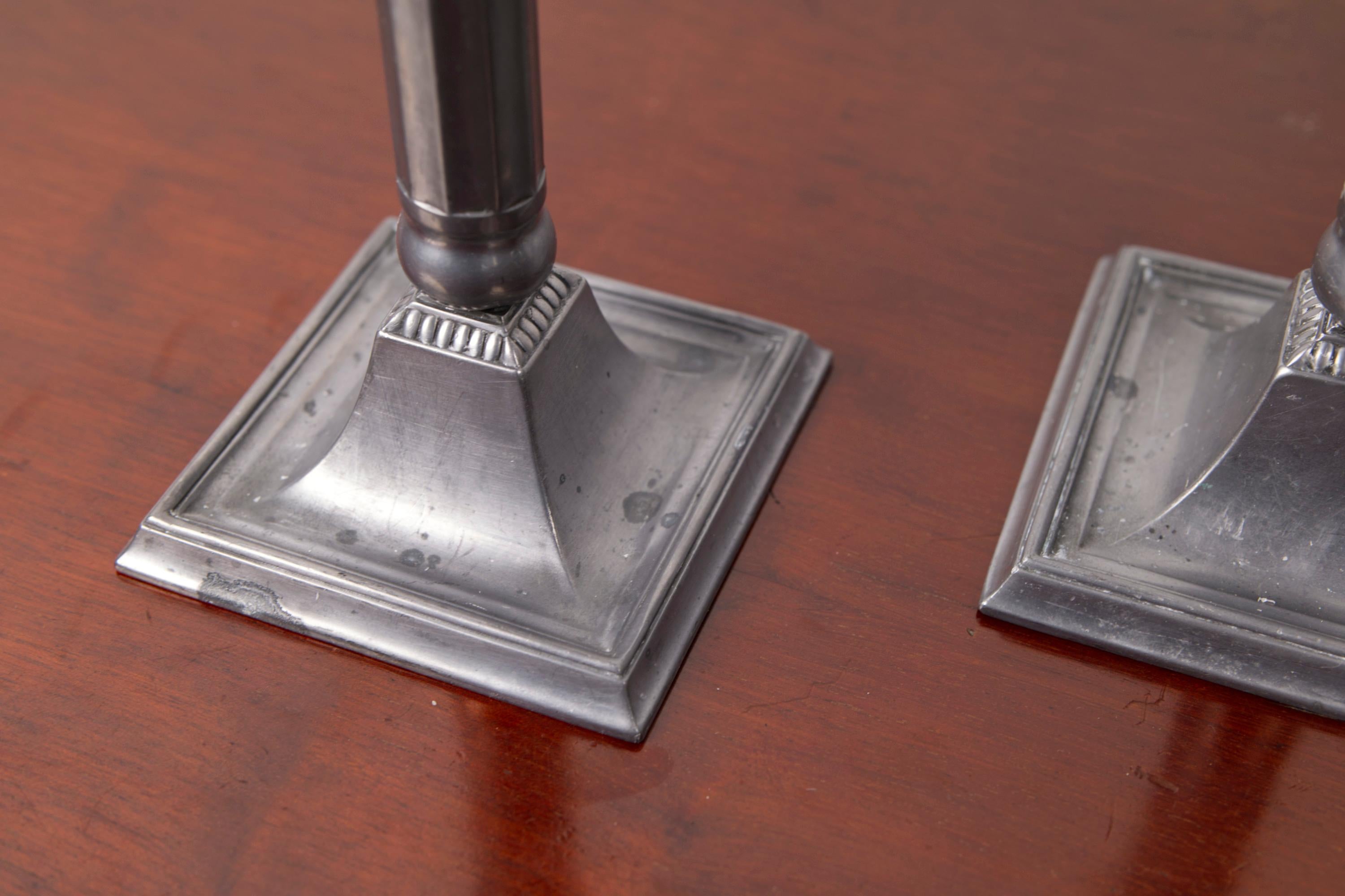 Métal A Pair of Art Deco candle sticks by Just Andersen, model D54, Denmark, 1930s en vente